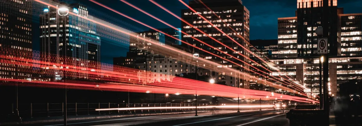 A digital representation of IoT in transit at night