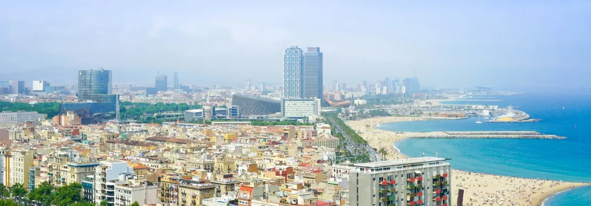 A view of Barcelona coastline and beach