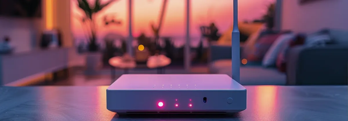 A Wi-Fi Router lit in Vapourwave Colors