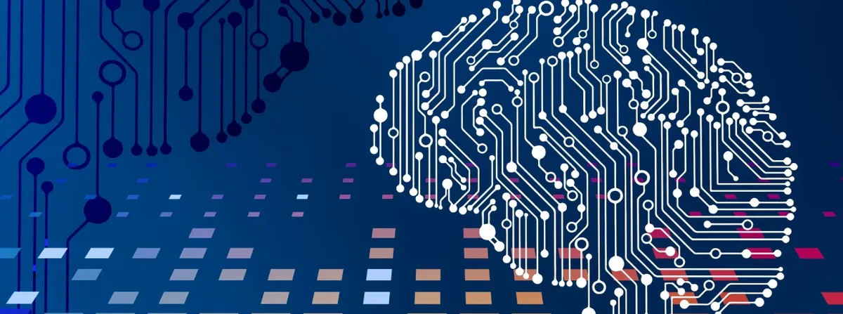 Conduct and Compliance - shape of a brain made on a circuit board, overlaid on computing material