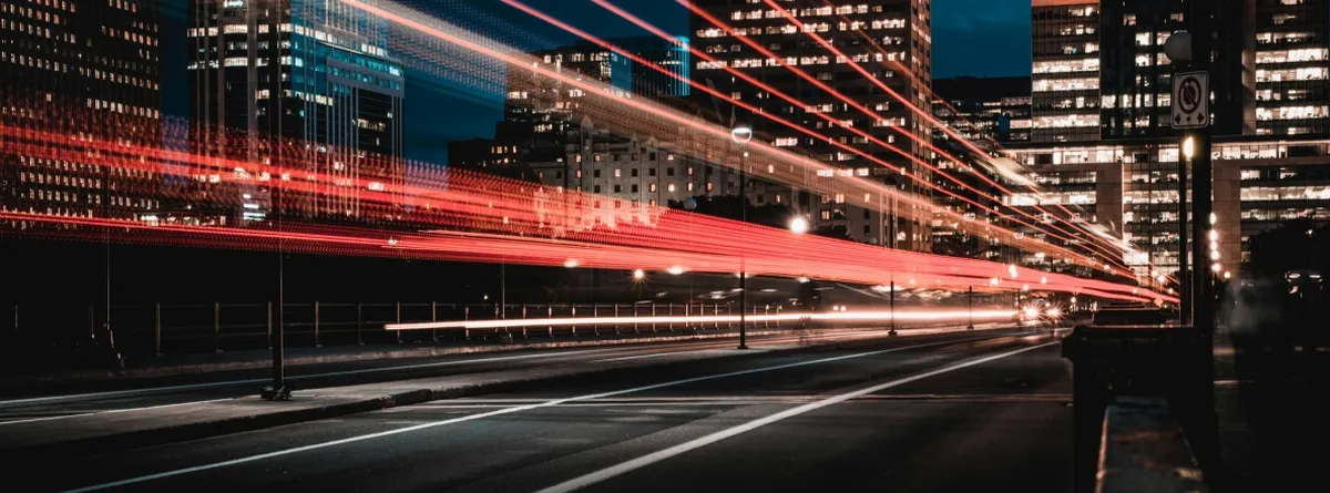 A long exposure photo of a city at night