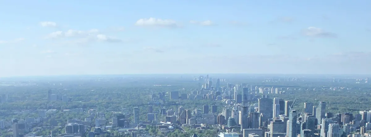 An high altitude view of a city