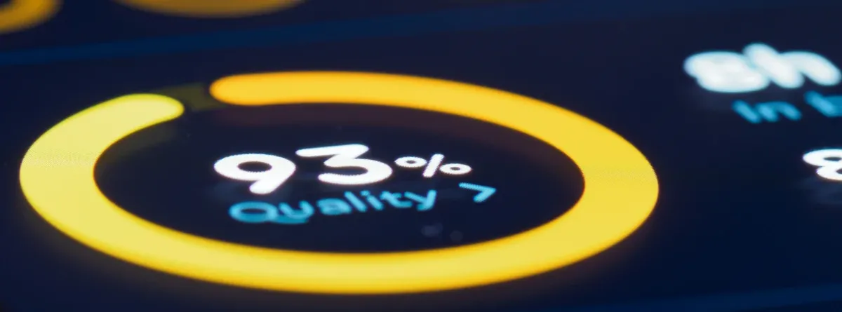 Beyond Connectivity - a yellow circle display with 93% quality written within