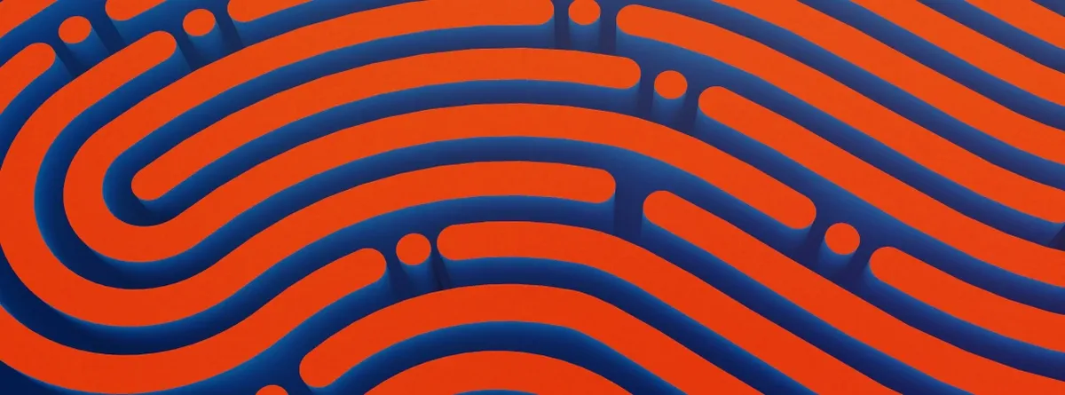 Entitlement and Remote SIM Provisioning - a red CGI mock up of a digital fingerprint