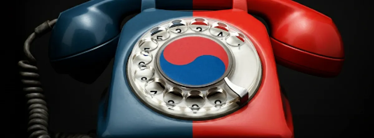 And old style telephone in the colours of the South Korean flag