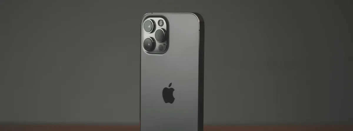 A closeup of a black iPhone