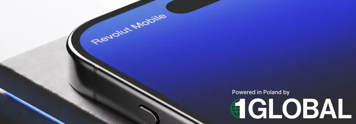 A mobile phone using the Revolut and 1GLOBAL eSIM