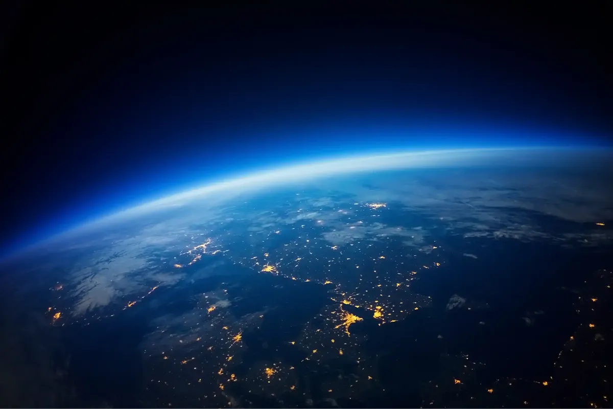 a view of earth at night from space