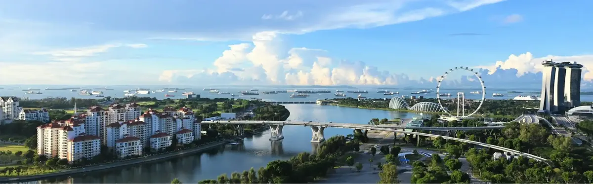 The skyline of Singapore, a leading example of an IoT-powered smart city