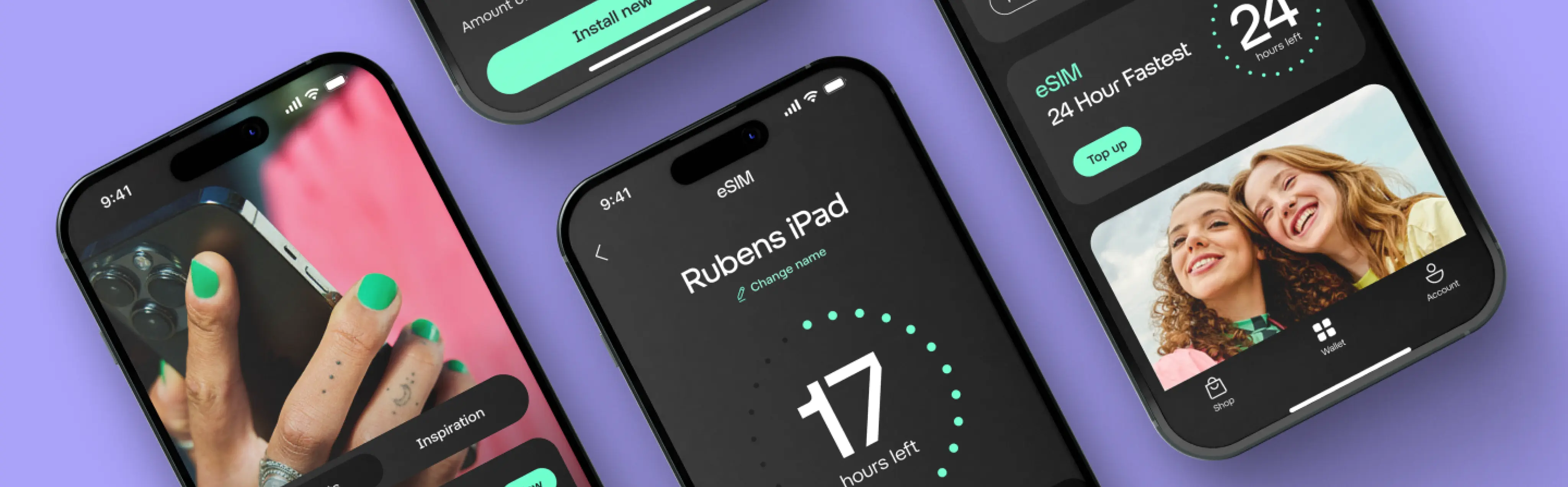 A selection of phones using SimWallet, the new service form Odido and 1GLOBAL
