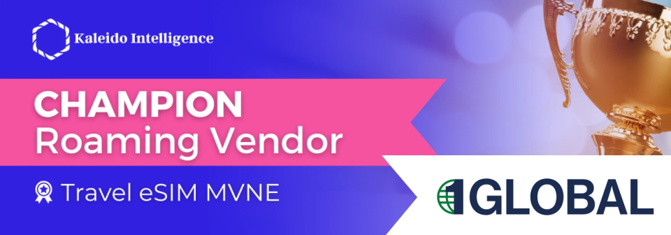 Kaleido Champion - Graphic showing 1GLOBAL as a Champion Roaming Vendor